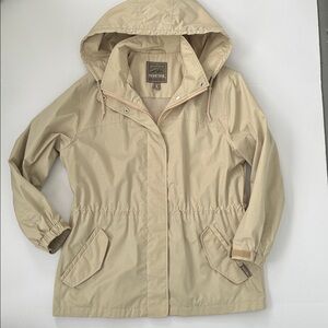 Pacific Trail Light Tan Lightweight Windbreaker Jacket with Removable Hood Small